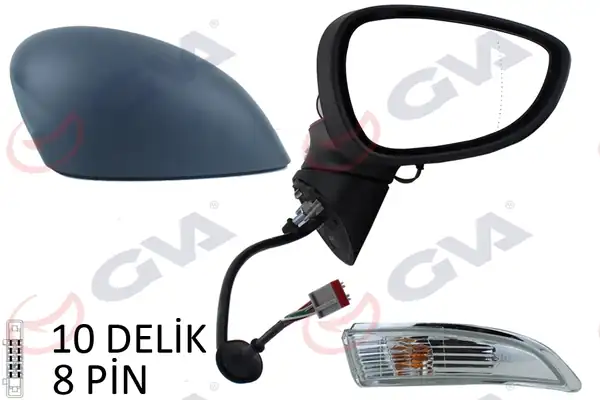 GVA 1037231 | Dış Dikiz Aynası Sağ Ford Fiesta 13 Elektrikli Isıtmalı Katlanır Astarlı 10 Delik 8 Pin 10 Fiş Vm 6326nebar 1748313