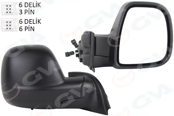 GVA 1045174 | Dış Dikiz Aynası Sağ Partner Berlingo 12 18 Elektrikli Desenli Rezistanslı Sensörlü Otomatik Açma Kapama