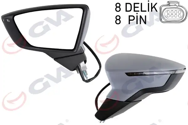 GVA 1061615 | Dış Dikiz Aynası Sol Leon 12 Elektrikli Katlanır Isıtmalı Sensörlü Sinyalli Astarlı Konveks Vm 367ebl