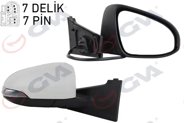 GVA 1071223 | Dış Dikiz Aynası Sağ Elektrikli Isıtmalı Sinyalli Astarlı Dış Bukey Toyota Yaris 1 33l 1nr Fe Nsp130 12 17 1 4l 1nd Tv Nlp130 12 18