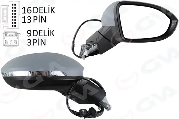GVA 1075280 | Dış Dikiz Aynası Sağ Elektrikli Isıtmalı Sinyalli Astarlı Hafızalı Kör Noktalı Konveks VW Golf 20