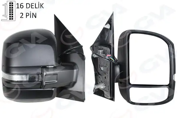 GVA 1075594 | Dış Dikiz Aynası Sağ VW Crafter 17 Kısa Kol Manuel Sinyalli Konveks Texture