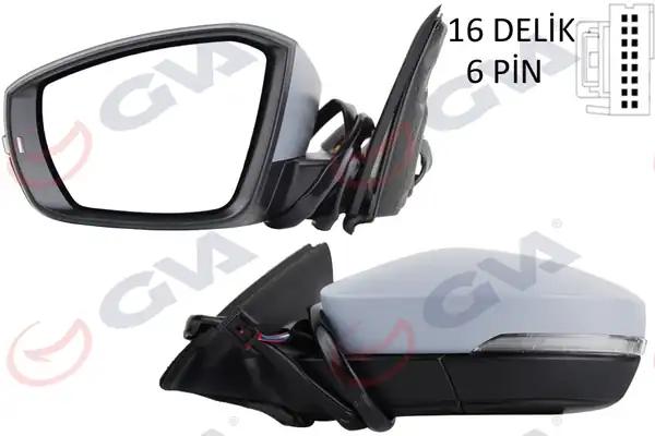 GVA 1075851 | Dış Dikiz Aynası Sol Octavia 13 Elektrikli Isıtmalı Astarlı Sinyalli Konveks Vm 614ehpl