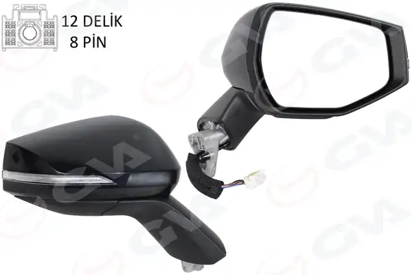 GVA 1091144 | Dış Dikiz Aynası Sağ Elektrikli Katlanır Isıtmalı Sinyalli Dış Bukey Siyah Kapak 8 Pin Kia Sporta Ge 23