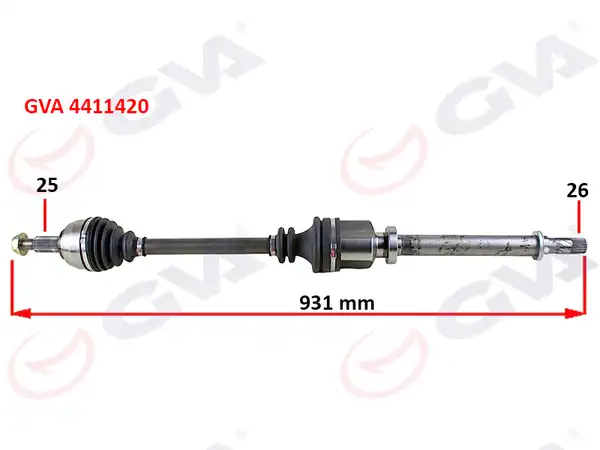 GVA 4411420 | Komple Aks Sağ Megane 3 Fluence 1 5 dCi 6 Vites 09 931mm