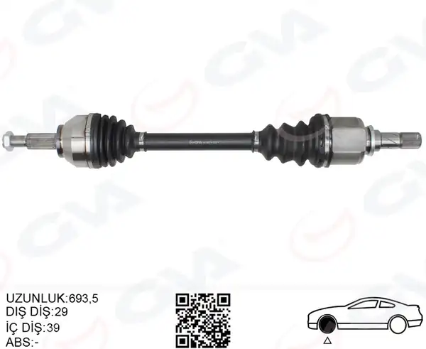 GVA 4419014 | Komple Aks Sol Renault Trafic III 1 6 dCi 14 693mm