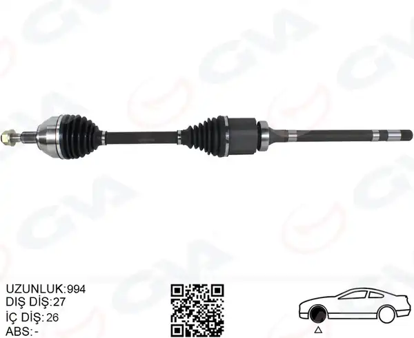 GVA 4434000 | Ön Aks Komple Sağ Kuga İ 08 13 2 0 TDCI