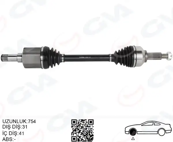 GVA 4435033 | Aks Komple Sol Ön Ford Custom 12 2 2 TDCI Kısa Şase