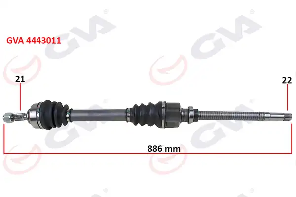 GVA 4443011 | Komple Aks Sağ Peugeot 206 1 4 1 6 Tu5 98 06 21x22x886