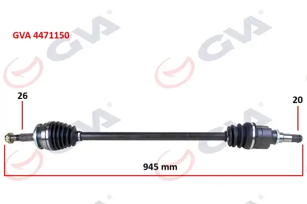 GVA 4471150 | Komple Aks Sağ Toyota Auris Corolla 1 4l 1ndtv Nde150 D 4d Dizel 07 13 26x20 Komple Boy 945mm