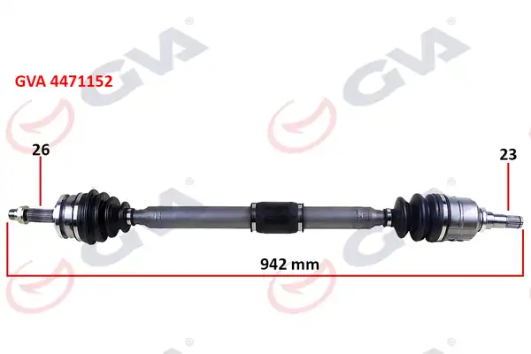 GVA 4471152 | Komple Aks Sağ Toyota Auris Corolla 1 33l 1nr Fe Nre150 6 Vites 10 1 6l 1zr Fe Zre151 Benzinli 07 11 26x23 Komple Boy 942mm