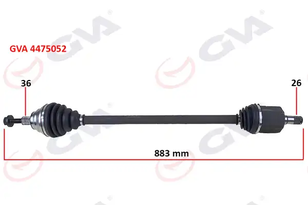 GVA 4475052 | Komple Aks Sağ Golf VI 1 6i Auto 08 13 883mm