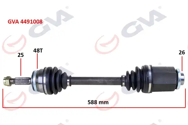 GVA 4491008 | Komple Aks Sağ Hyundai Accent Era 1 5l D4fa CRDI 06 10 ABS li 25x26 ABS 48 Dış Komple Boy 588mm