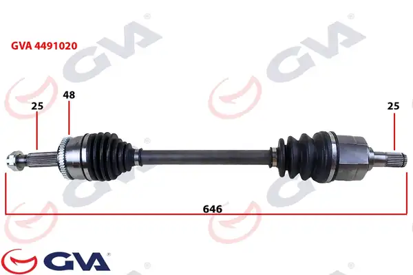 GVA 4491020 | Komple Aks Sol Hyundai İ20 1 4l D4fc CRDI 08 15 ABS li 25x27 ABS 48 Dış Komple Boy 646mm