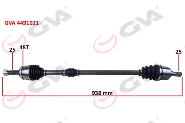 GVA 4491021 | Komple Aks Sağ Hyundai İ20 1 4l D4fc CRDI 08 15 ABS li 25x27 ABS 48 Dış Komple Boy 938mm