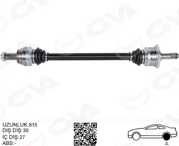 GVA 4499203 | Komple Aks Arka Sağ Bmw N20 F10 F12 F13 F06 814mm Dış 30 Diferansiyel Dış 27