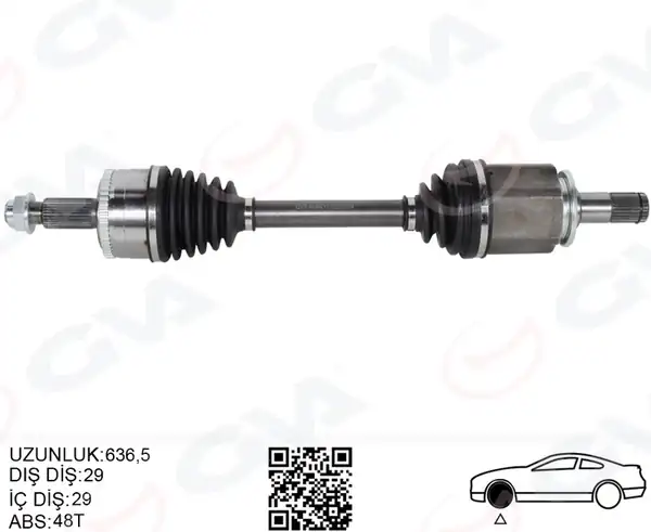 GVA 4499213 | Aks Mili Ön Sol 636 50mm Land Rover Discovery III IV L319 Range Rover Sport İ L320