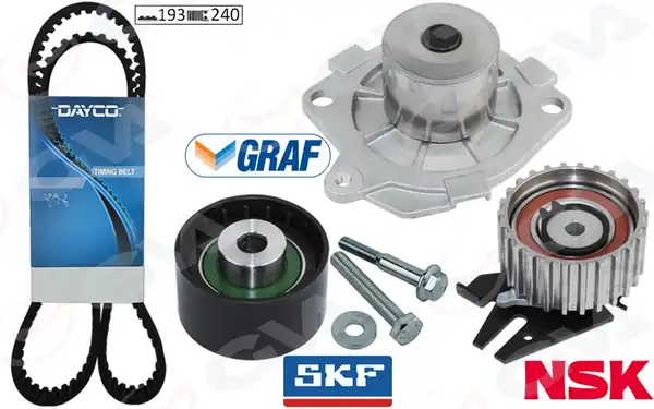 GVA 59WPK2914D | Devirdaimli Eksantrik Gergi Kiti 193x240 Doblo 01 Brava Bravo 96 01 Palio 00 Marea 96 1 9td