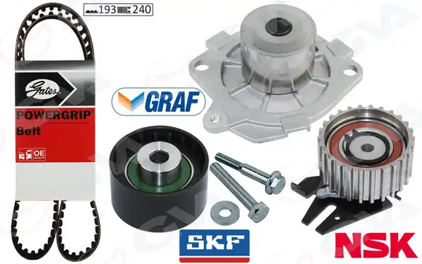 GVA 59WPK2914G | Devirdaimli Eksantrik Gergi Kiti 193x240 Doblo 01 Brava Bravo 96 01 Palio 00 Marea 96 1 9td
