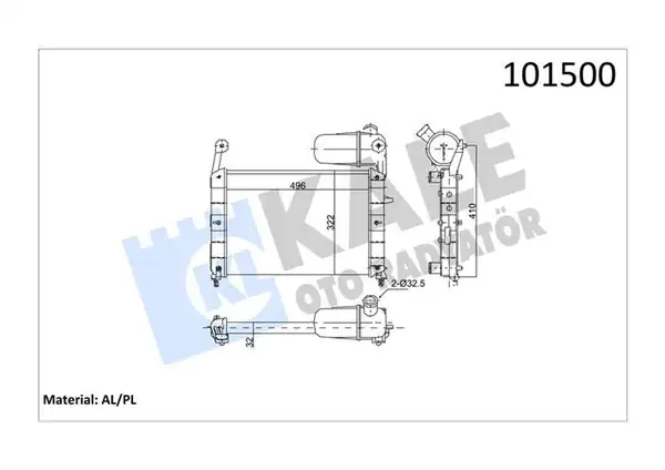 KALE 0108112AL | Su Radyatörü Fiat Tempra Tipo 1 4 1 6 Mekanik Alüminyum