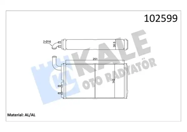 Kale Radyatör 0181832al Kalorifer Radyatörü Fiat Tofas Murat 131 Şahin Dogan SLX 1 6 Musluksuz 250x140x42