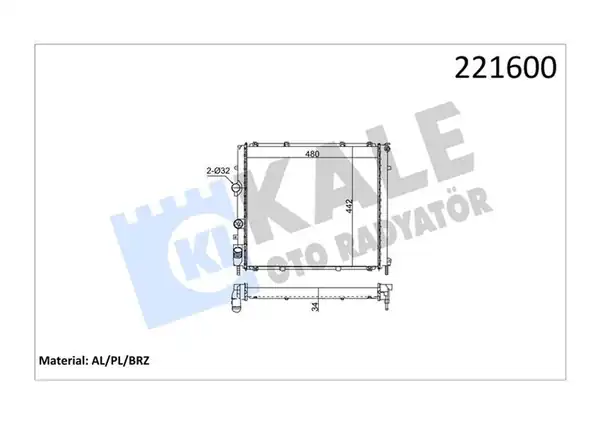 Kale Radyatör 0405061ab Su Radyatörü 1 Sıra Peugeot J9 J10 Karsan J9 J10 479x442x34