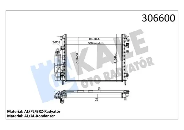 KALE 052829RIN | Su Radyatörü Kondanser Modül Clio II Kangoo Thalia 1 2 1 4 1 5 dCi 1 6 1 9 97 01 Logan 1 4 1 6