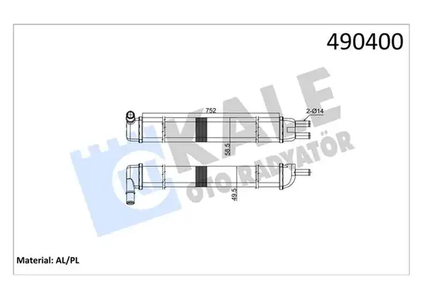KALE 0582852AL | Kalorifer Radyatörü Cu Pl Renault R12 Toros Bakir Borulu Yeni Tip 77 00