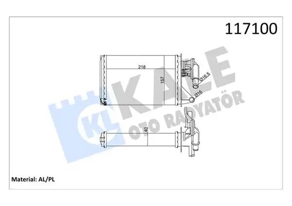 KALE 1783862AL | Kalorifer Radyatörü Musluklu 2 Sıra Fiat Uno 1 4 91