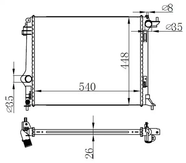 ORIS BRN090026 | Radyatör Brazing Mgn IV 1 5 dCi 1 2tce 1 6 16v Ac Mek. 540x448x26