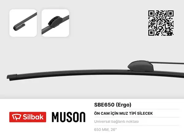 SİLBAK SBE650 | Silecek Süpürgesi Muz Tipi 650mm Universal Kancalı Ergonomik