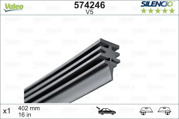 VALEO 574246 | Silecek Lastiği Silencio X1 400 mm Arka V5 Fiat Punto 3, 5Kapı