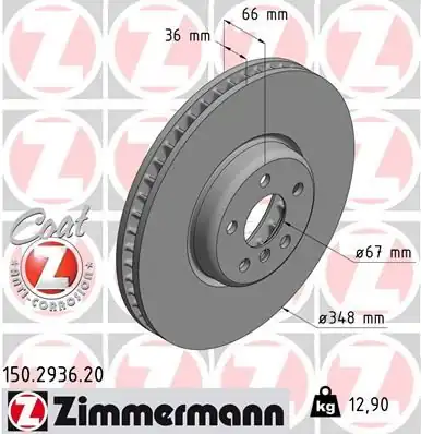 Zimmermann 150 2936 20 Fren Diski Ön Sol Bmw G20 G30 G31 320 D Mild Hyrbit 520e Plug Hyrbit 348mm 2020