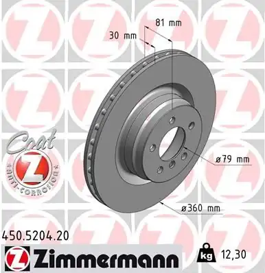 Zimmermann 450 5204 20 Fren Diski Ön Land Rover Range Rover III L322