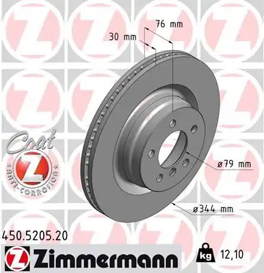 Zimmermann 450 5205 20 Fren Diski Ön Land Rover Range Rover III L322 02 12
