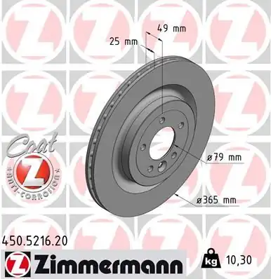 Zimmermann 450 5216 20 Fren Diski Arka Land Rover Range Rover L405 L494