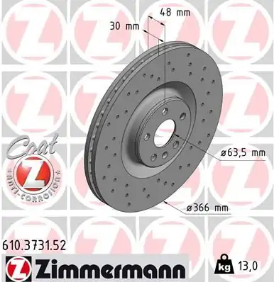 Zimmermann 610 3731 52 Ön Fren Aynası Volvo Xc90 II 2014 2022 Xc60 II 2018 366 Cap 19 Jant Delikli