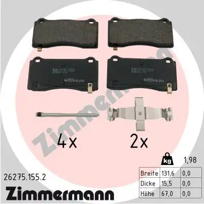 Zimmermann 26275 155 2 Fren Baltasi Ön Tesla Model 3 Model Y 2019