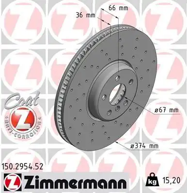 Zimmermann 150 2954 52 Fren Diski Ön Sol Sport L Standart Bmw G30 G31 G32 520i 2018
