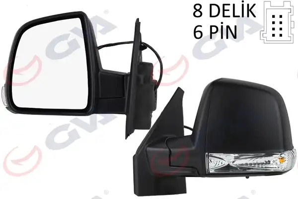 GVA 1029176 | Dış Dikiz Aynası Sol Doblo 11 Elektrikli Sinyalli Siyah Kapaklı Tek Cam Konveks 6 Fiş Vm 668ehl
