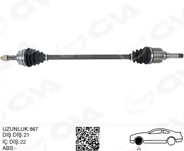 GVA 4443322 | Komple Aks Sağ Peugeot P208 12 19 Citroen C3 16 1 0 1 2 1 4 1 6 Vti 1 4 Hdi 1 6 Bluehdi 21x22x867