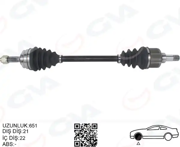 GVA 4443323 | Komple Aks Sol Peugeot P208 12 19 Citroen C3 16 1 0 1 2 1 4 1 6 Vti 1 4 Hdi 1 6 Bluehdi 21x22x665