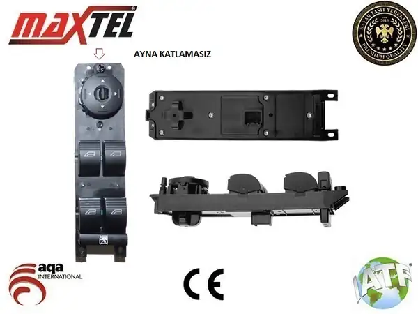 MAXTEL 18202017 | Cam Kaldırma Anahtarı Focus C Max Fiesta Sol Ön Dörtlü 08 13 3 Pin Krom