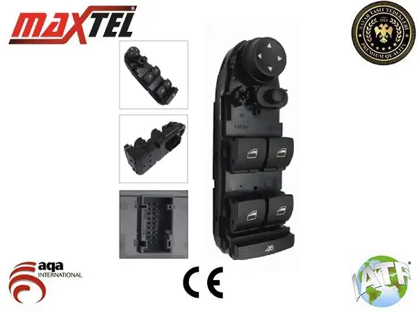 MAXTEL 18209501 | Cam Açma Anahtarı Sol Dörtlü Katlanmaz Cercevesiz Bmw E70 E71 E84 E87 E90 E91