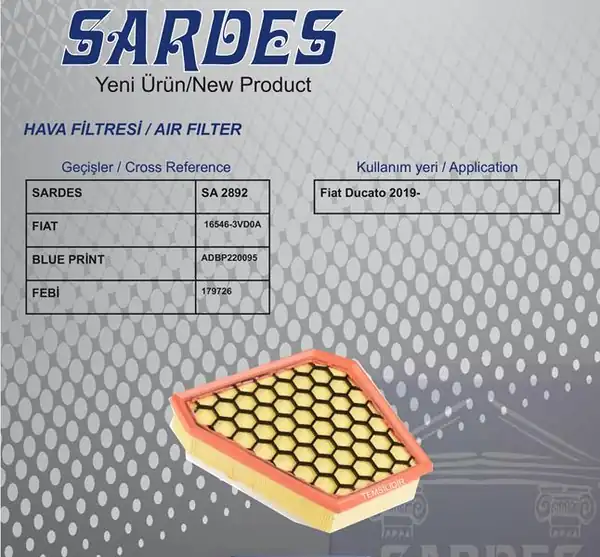 SARDES SA2892 | Hava Filtresi 07 Ducato 2 3multijet 1970251