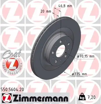 Zimmermann 550 5604 20 Fren Diski Arka Tesla Model Y 2019 Dort Çeker 2 Adet