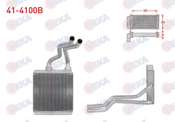 VEKA 41-4100B | Kalorifer Radyatörü Brazing 4mm Fin Suzuki Splash 1 2i 1 3 CDTI 2008 Opel Agila B 1 2 2007