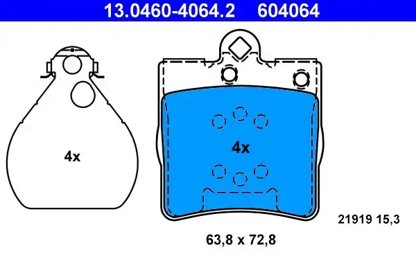 ATE 13.0460-4064.2 | Fren Balatası Arka Mercedes W202 S202 W203 CL203 W210 R170 R171 95-11