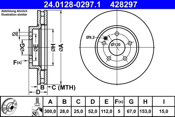 ATE 240128-02971 | Fren Diski Ön Vito W447 14 > | 2 Adet