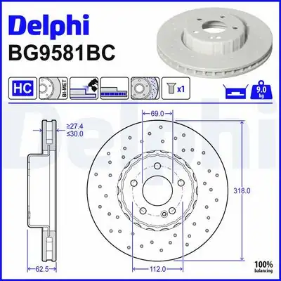DELPHI BG9581BC | Disk Ön Ad 14 C Seri W205 S205 1 Adet